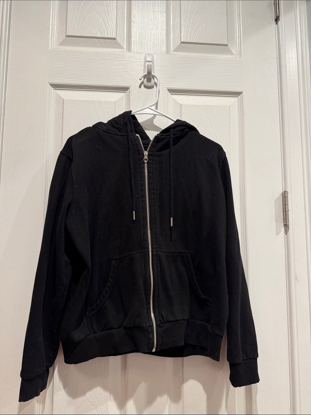 H&M Black Zip Front Hoodie with Drawstring
